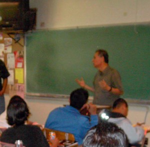Compa Ernesto while teaching at Memorial Junior High, Room 507.